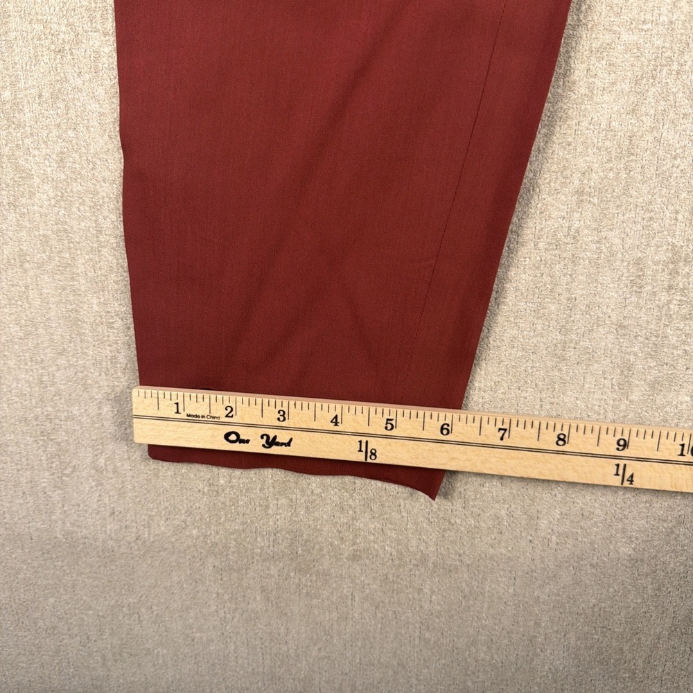 Theory Wool Pants Women's Size 12 Burgundy Red Zip Ankle Pockets - Picture 7 of 11